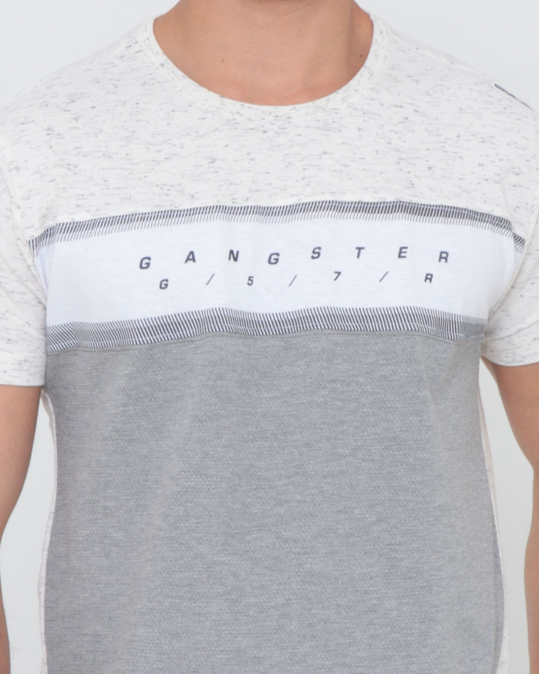 Camiseta-Masculina-Recorte-Gangster--Mescla-Bege-Claro-