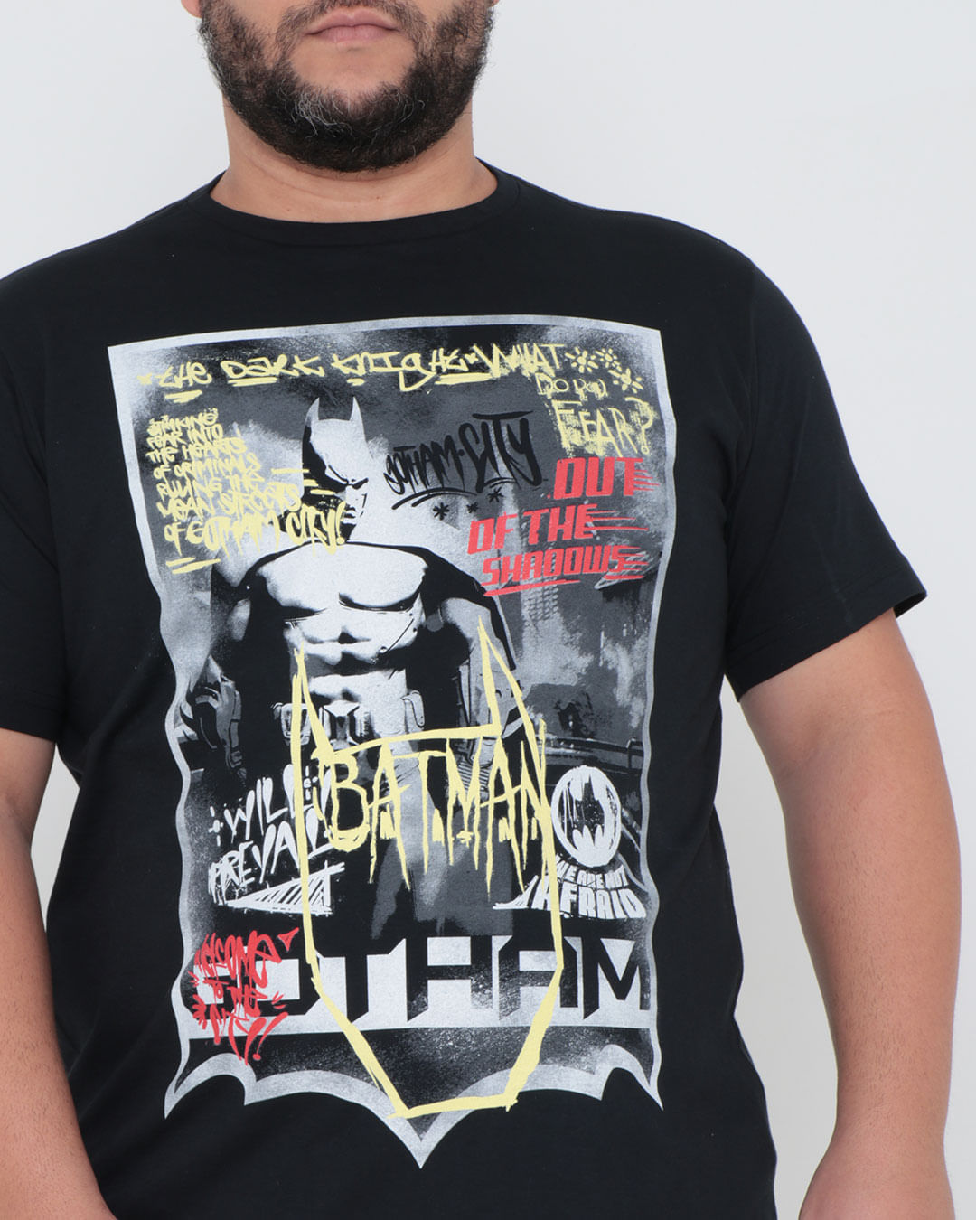 Camiseta-Plus-Size-Estampa-Grafite-Batman-Preta