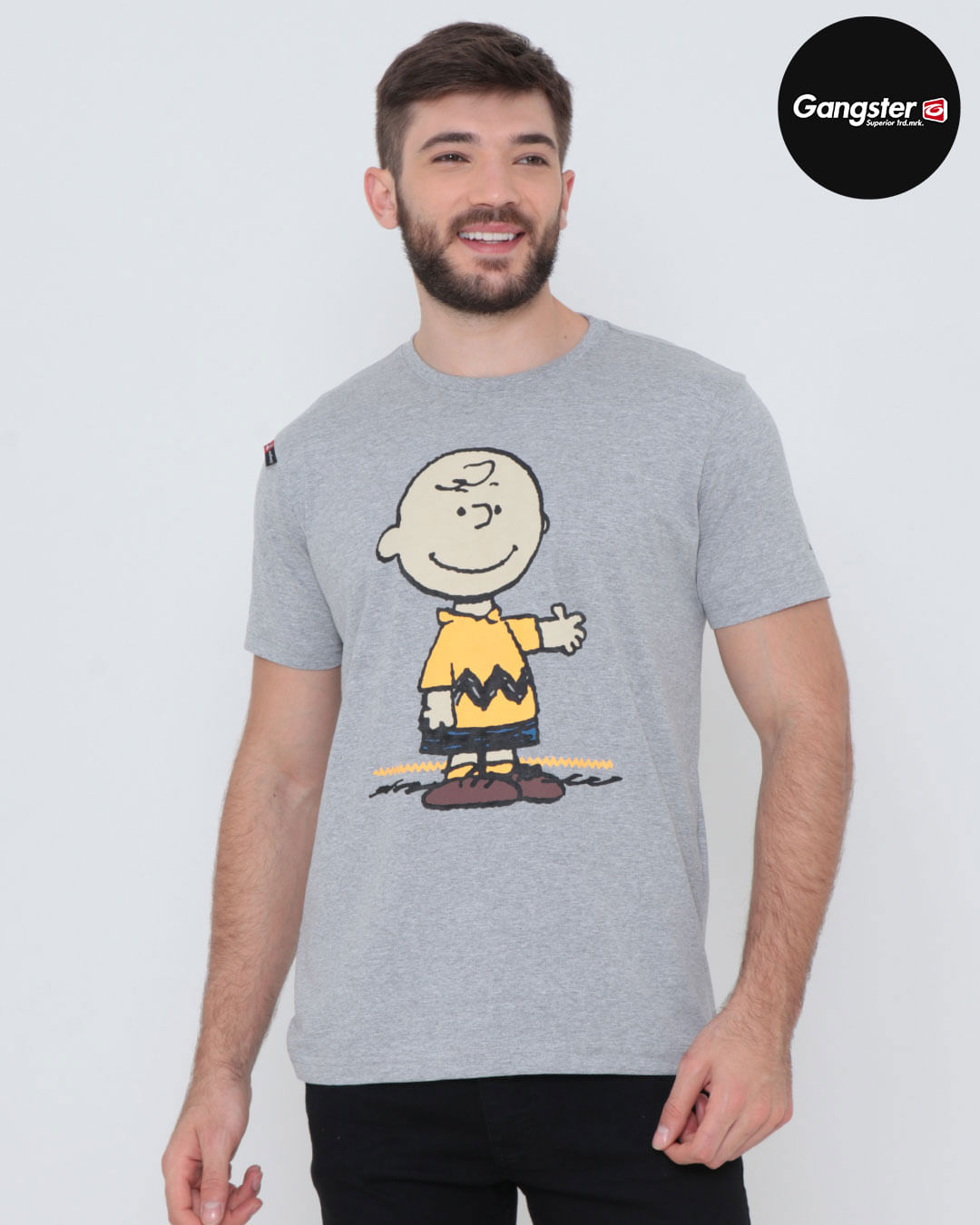 Camiseta-Estampa-Charlie-Brown-Gangster-Cinza-Claro