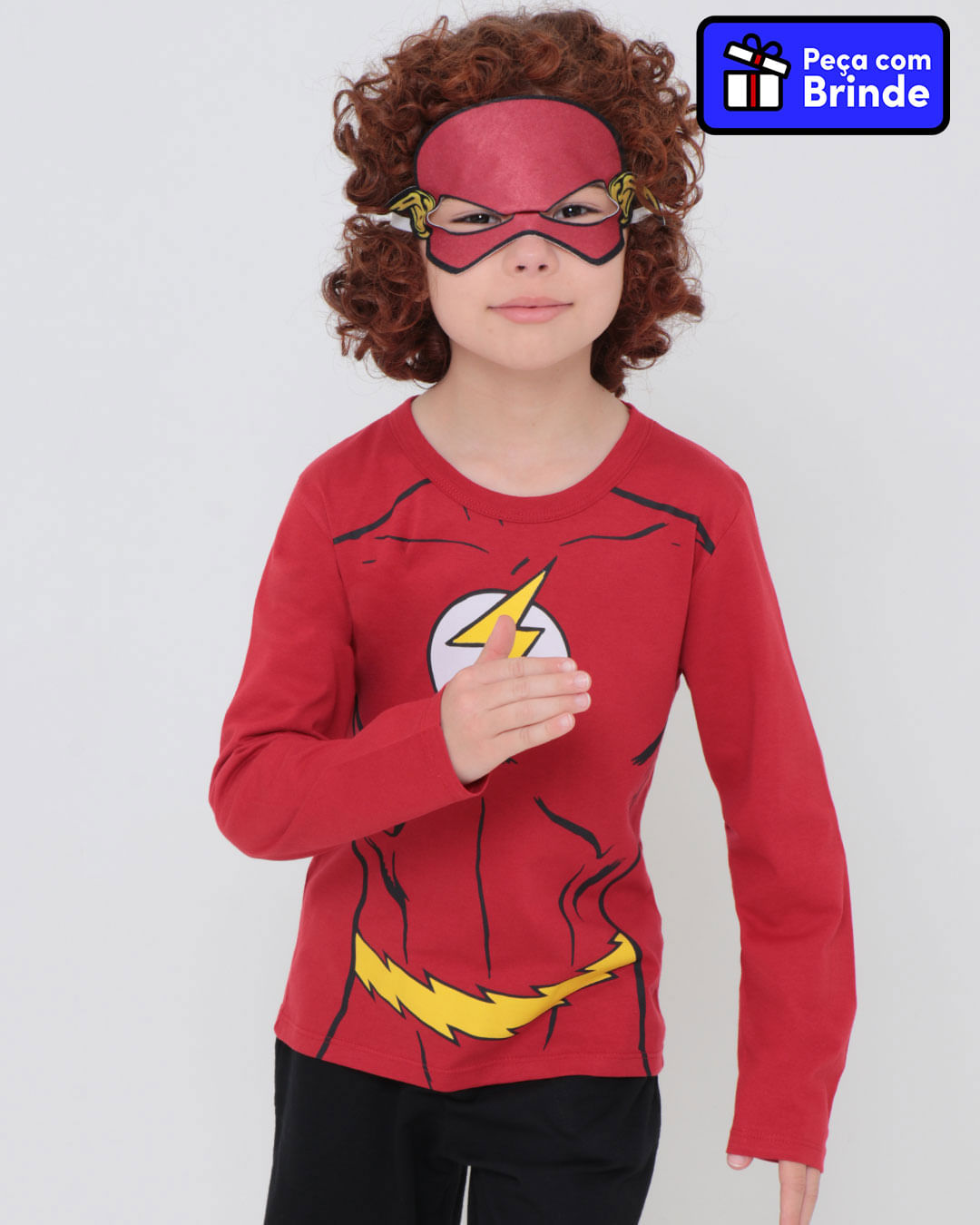 Camiseta-Infantil-Com-Mascara-Flash-Liga-da-Justica-Vermelha