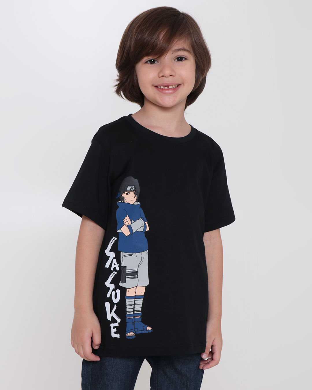 Camiseta Infantil Capuz Naruto Preta