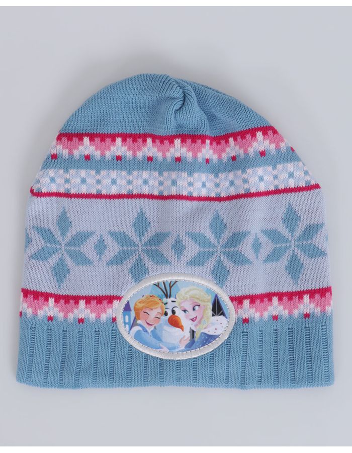 Gorro-Infantil-Trico-Jacquard-Frozen-Disney-Azul