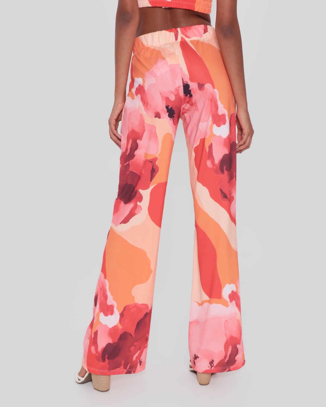 Calca-Feminina-Pantalona-Floral-Laranja