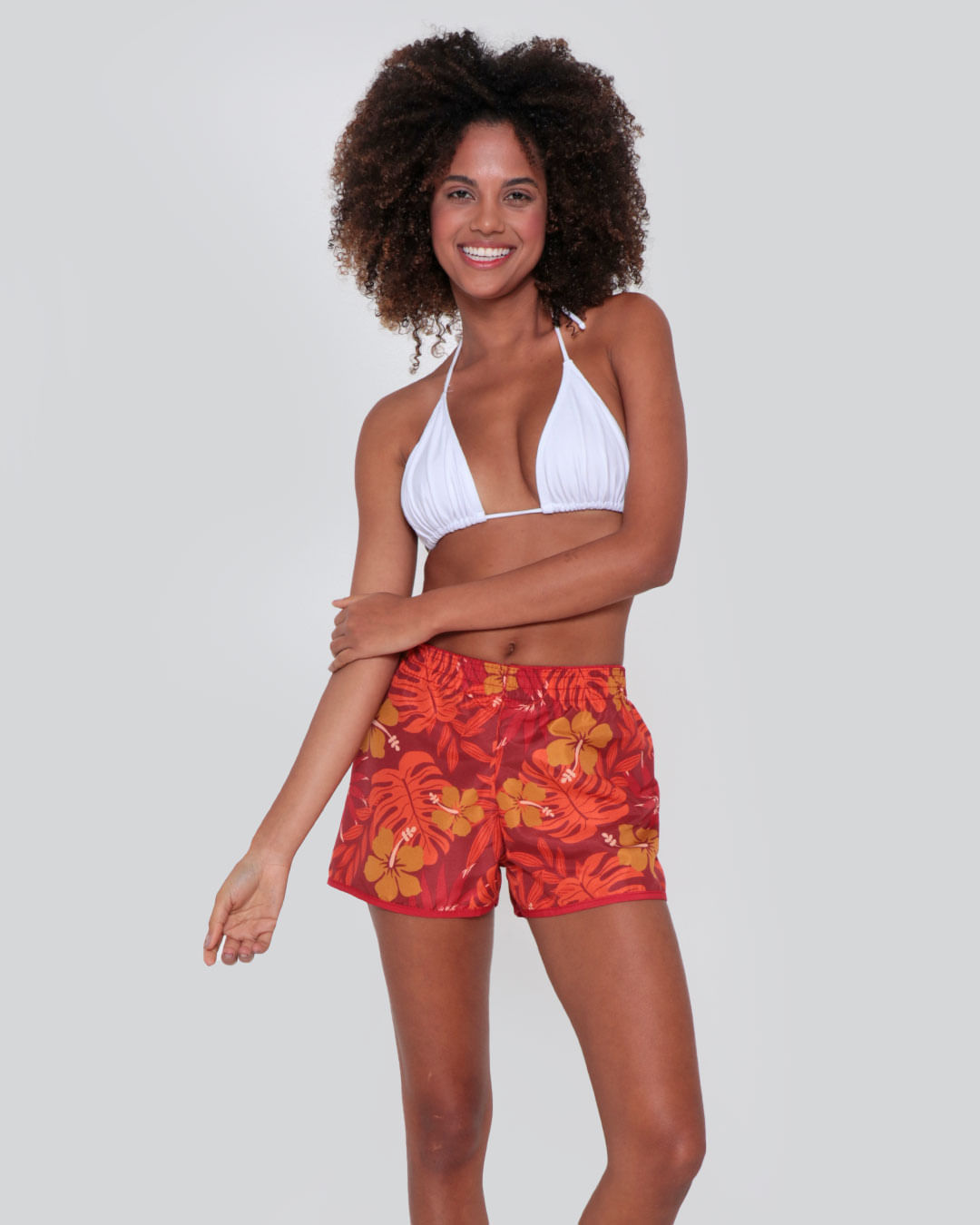 Short-Feminino-Praia-Estampa-Floral-Vermelho