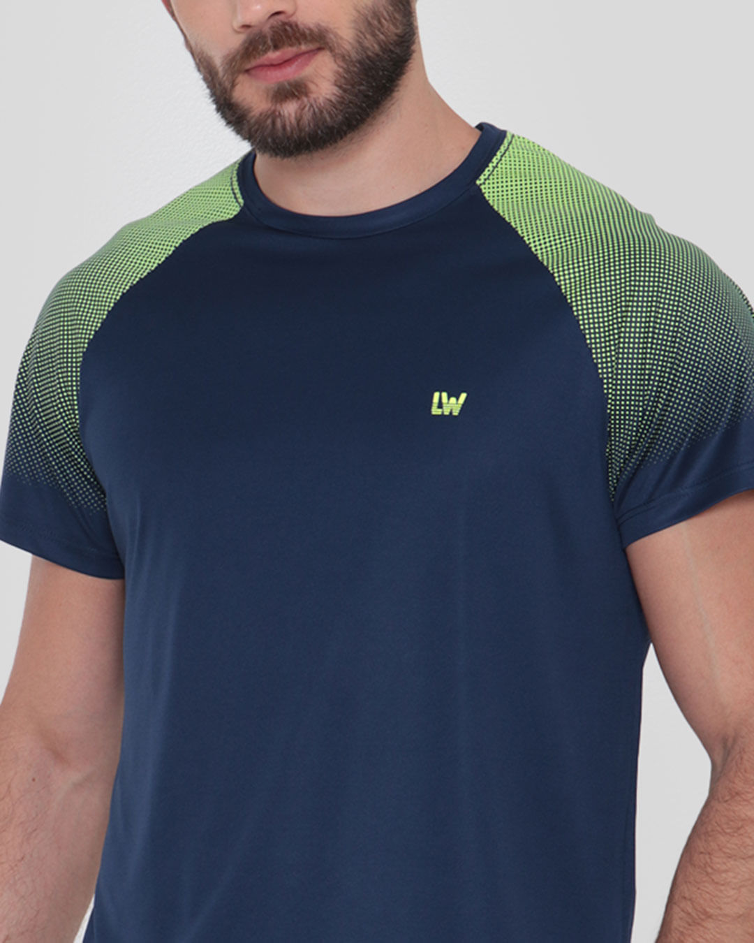 Camiseta-Masculina-Fitness-Manga-Raglan-Neon-Marinho