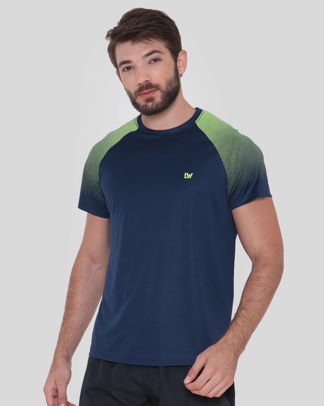 Camiseta-Masculina-Fitness-Manga-Raglan-Neon-Marinho