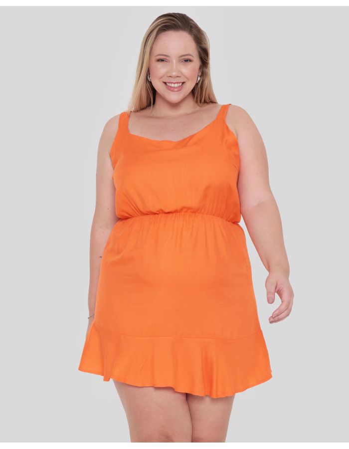 Vestido-Plus-Size-Feminino-Babado-Laranja