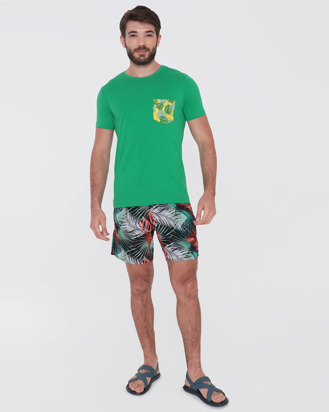 Bermuda Masculina Surf Listras Floral Cinza | Lojas Torra | Lojas Torra