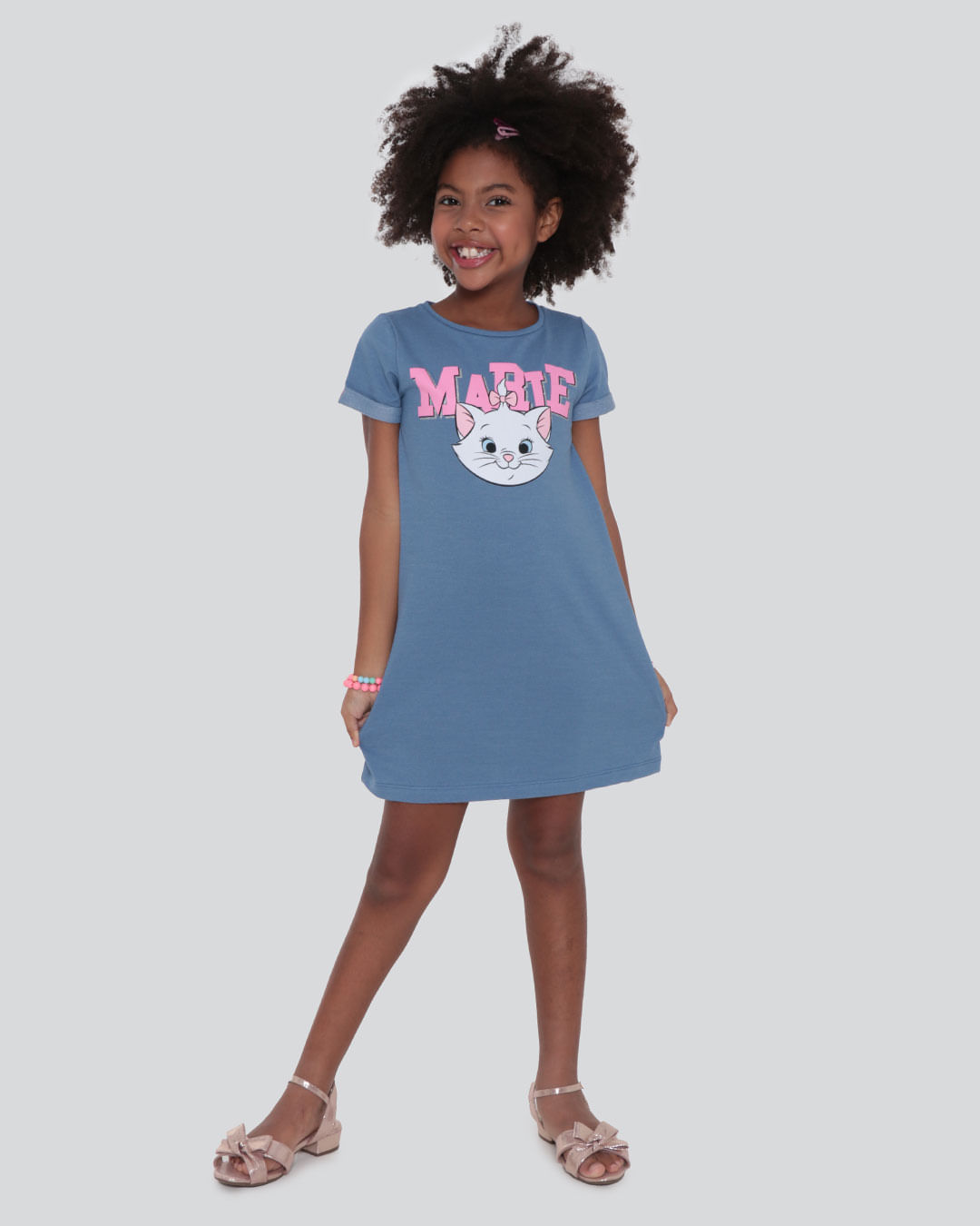 Vestido-Infantil-Estampa-Gata-Marie-Disney-Azul