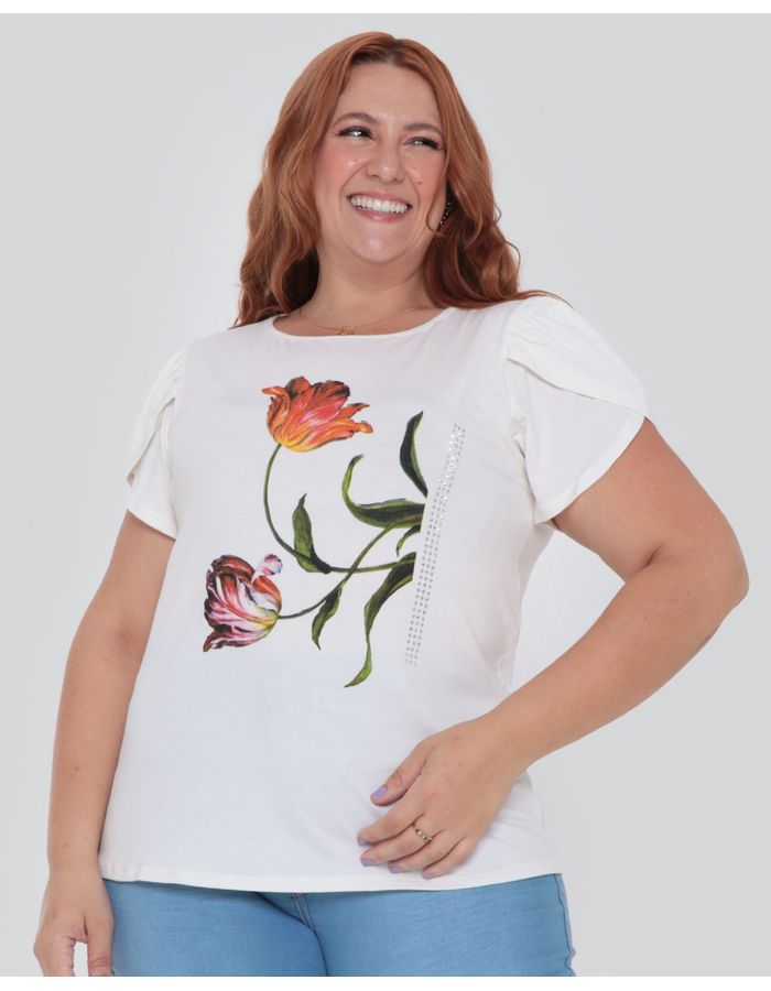 Blusa-Feminina-Plus-Size-Estampa-Flores-Off-White