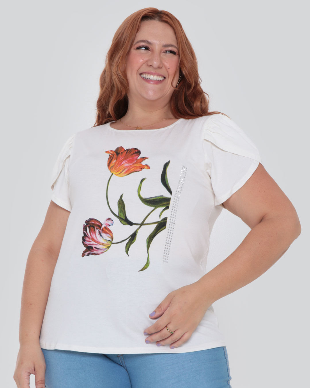 Blusa-Feminina-Plus-Size-Estampa-Flores-Off-White