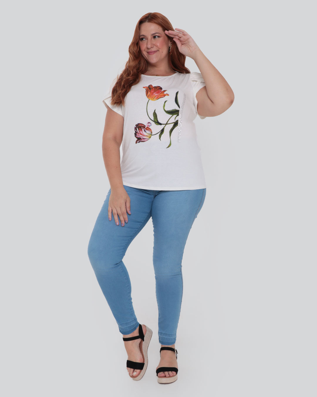 Blusa-Feminina-Plus-Size-Estampa-Flores-Off-White