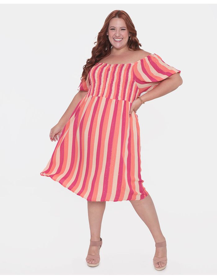 Vestido-Feminino-Plus-Size-Ciganinha-Lastex-Laranja