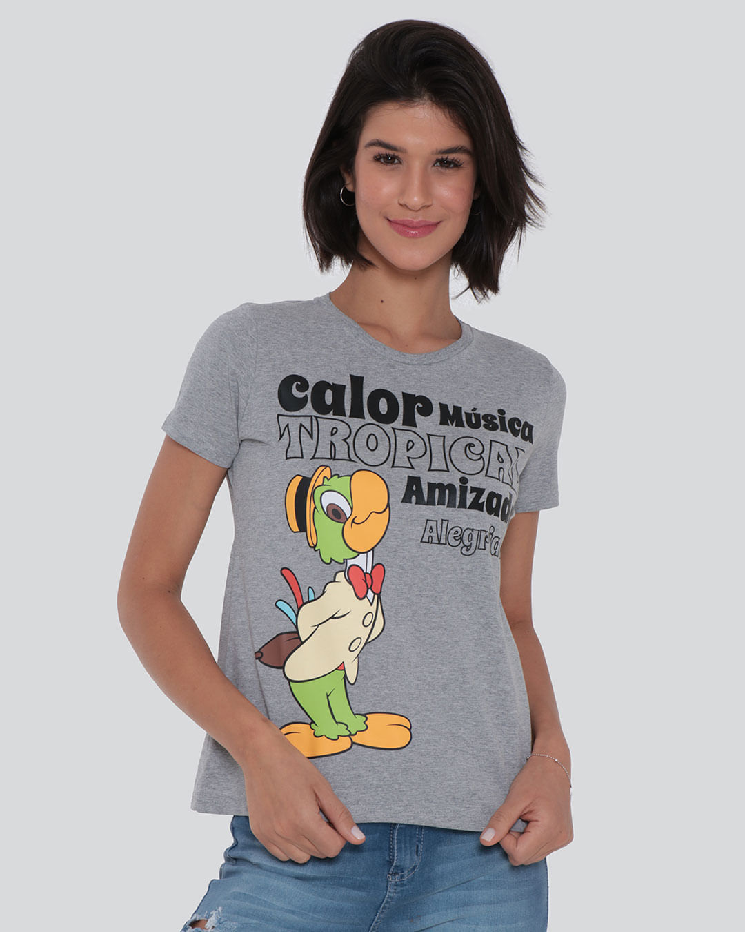 Camiseta-Feminina-Ze-Carioca-Disney-Cinza