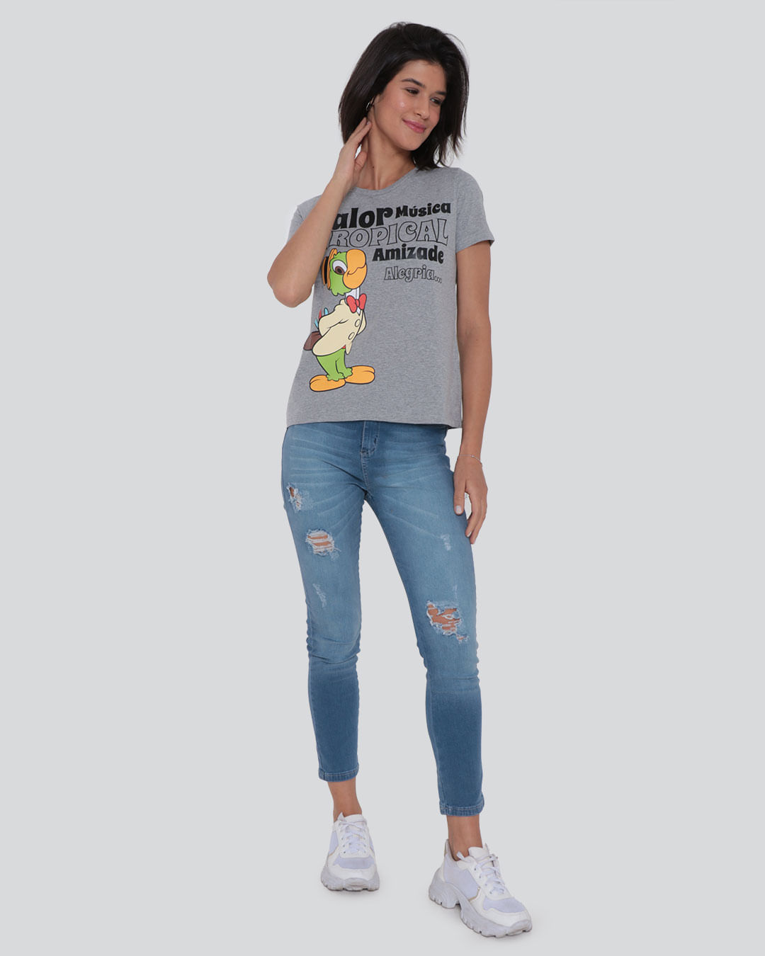 Camiseta-Feminina-Ze-Carioca-Disney-Cinza