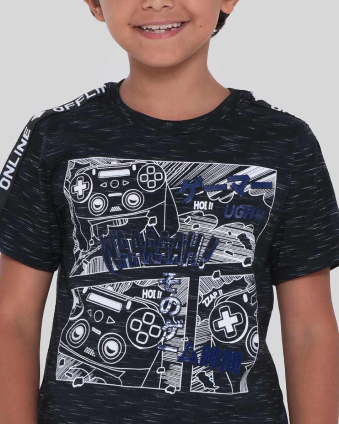 Camiseta-Infantil-Game-Online-Flame-Preta