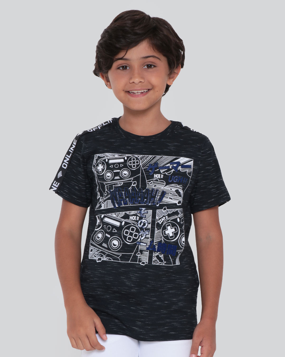 Camiseta-Infantil-Game-Online-Flame-Preta