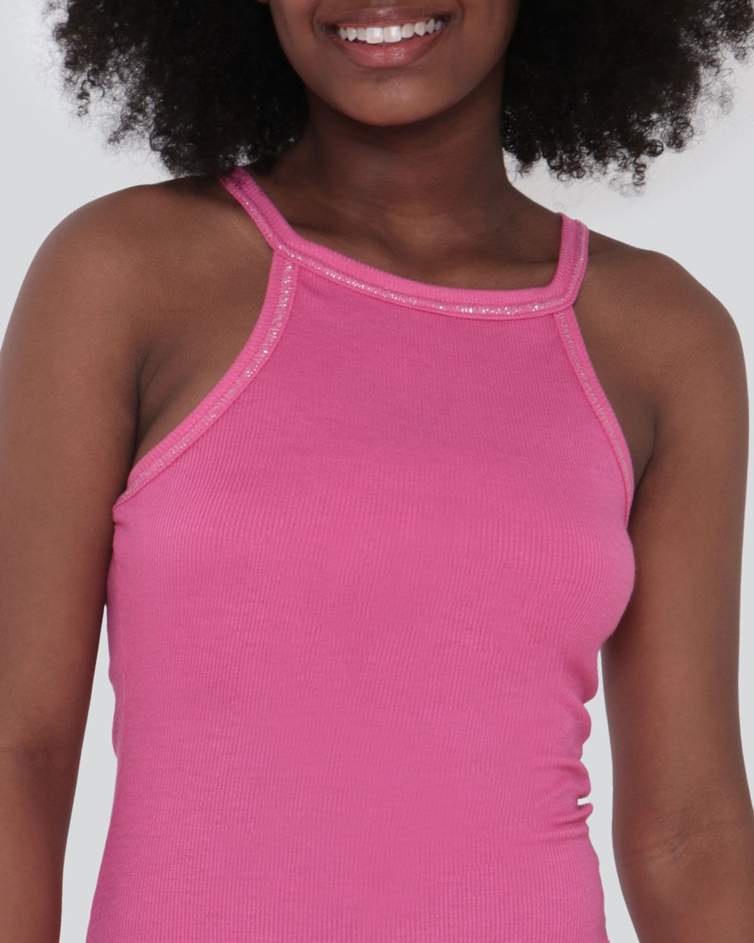 Vestido-Juvenil-Canelado-Decote-Halter-Neck-Rosa