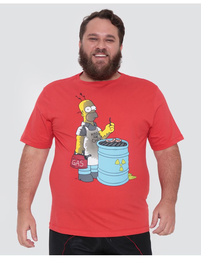 Camiseta-Plus-Size-Masculina-Estampa-Bart-Simpsons-Vermelha