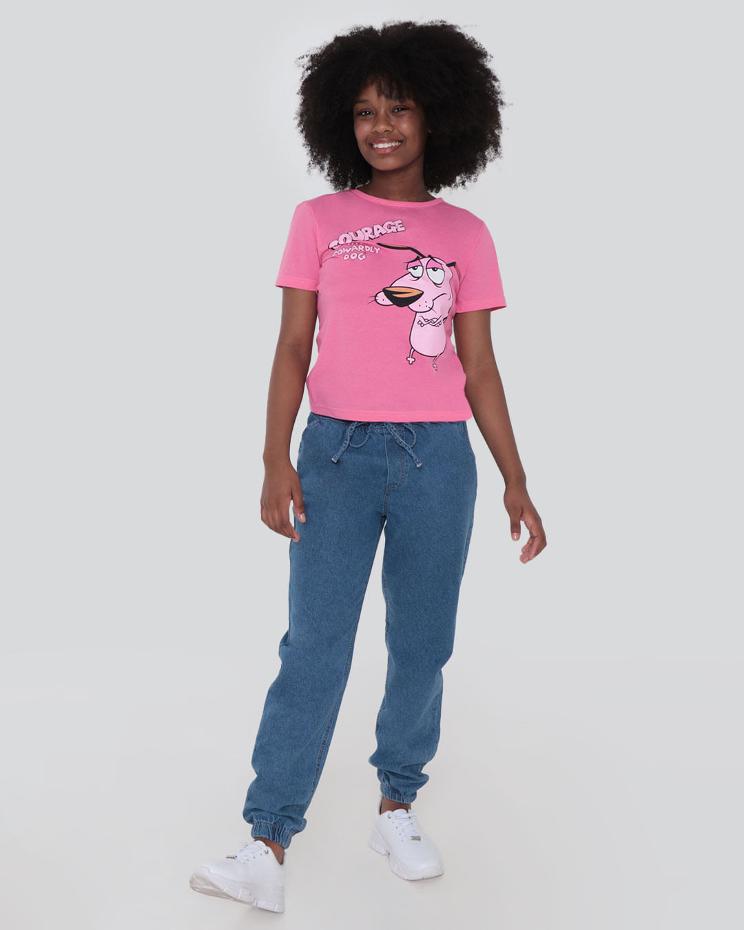 Camiseta-Juvenil-Estampa-Coragem-Cartoon-Network-Rosa