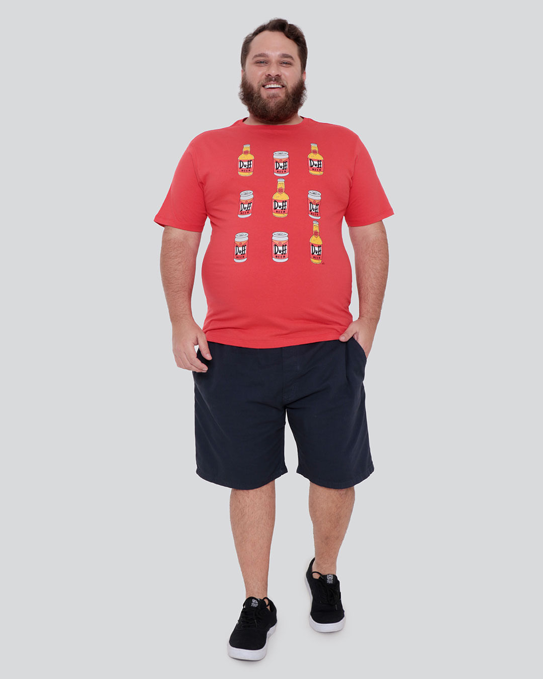 Camiseta-Plus-Size-Masculina-Estampa-Duff-Beer-Simpsons-Vermelha
