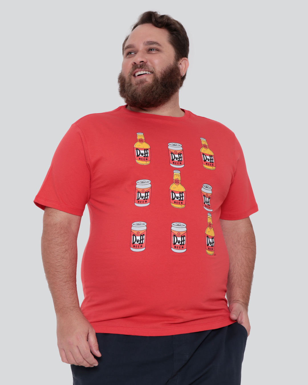 Camiseta-Plus-Size-Masculina-Estampa-Duff-Beer-Simpsons-Vermelha