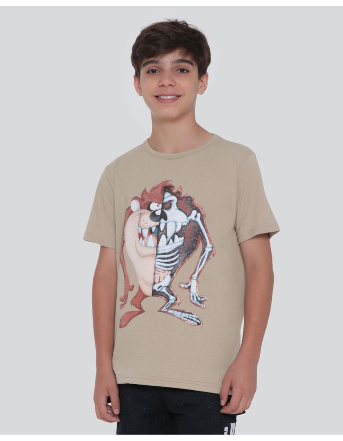 Camiseta-Juvenil-Looney-Tunes-Taz-Bege