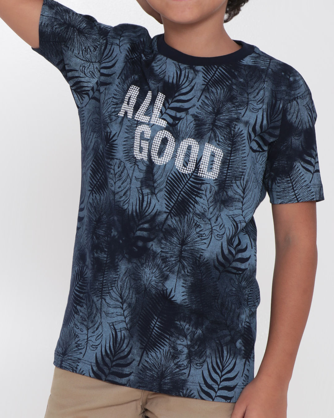 Camiseta-Infantil-Estampa-Folhagem-All-Good-Marinho