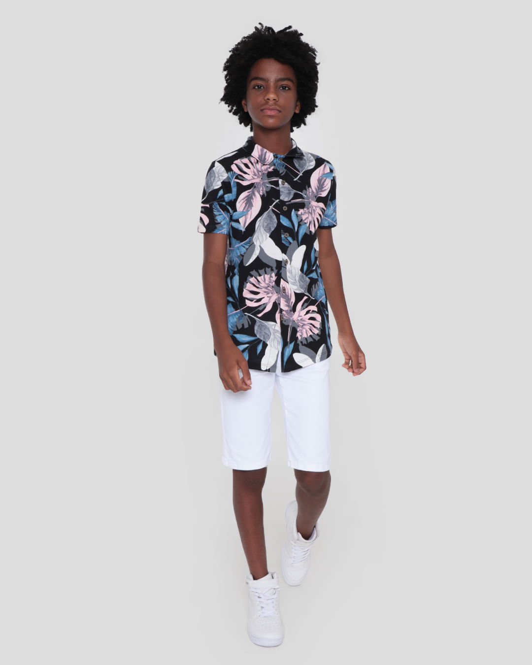 Camisa-Juvenil-Estampa-Floral-Preto
