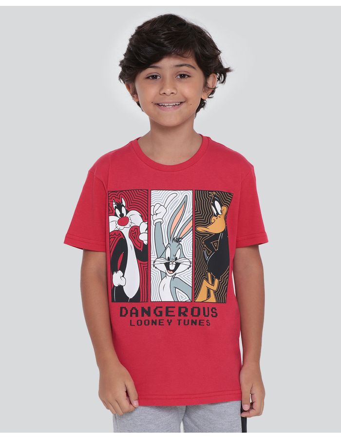 Camiseta-Infantil-Estampa-Looney-Tunes-Vermelha