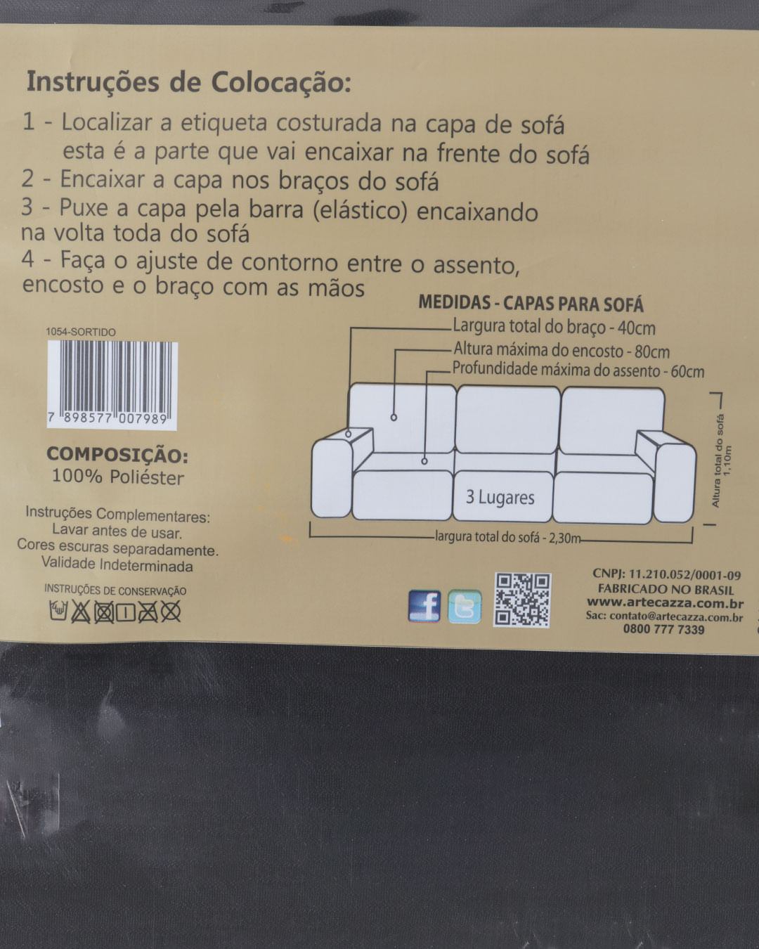 Capa-Para-Sofa-3-Lugares-Malha-Canelada-Arte-e-Cazza-Preta