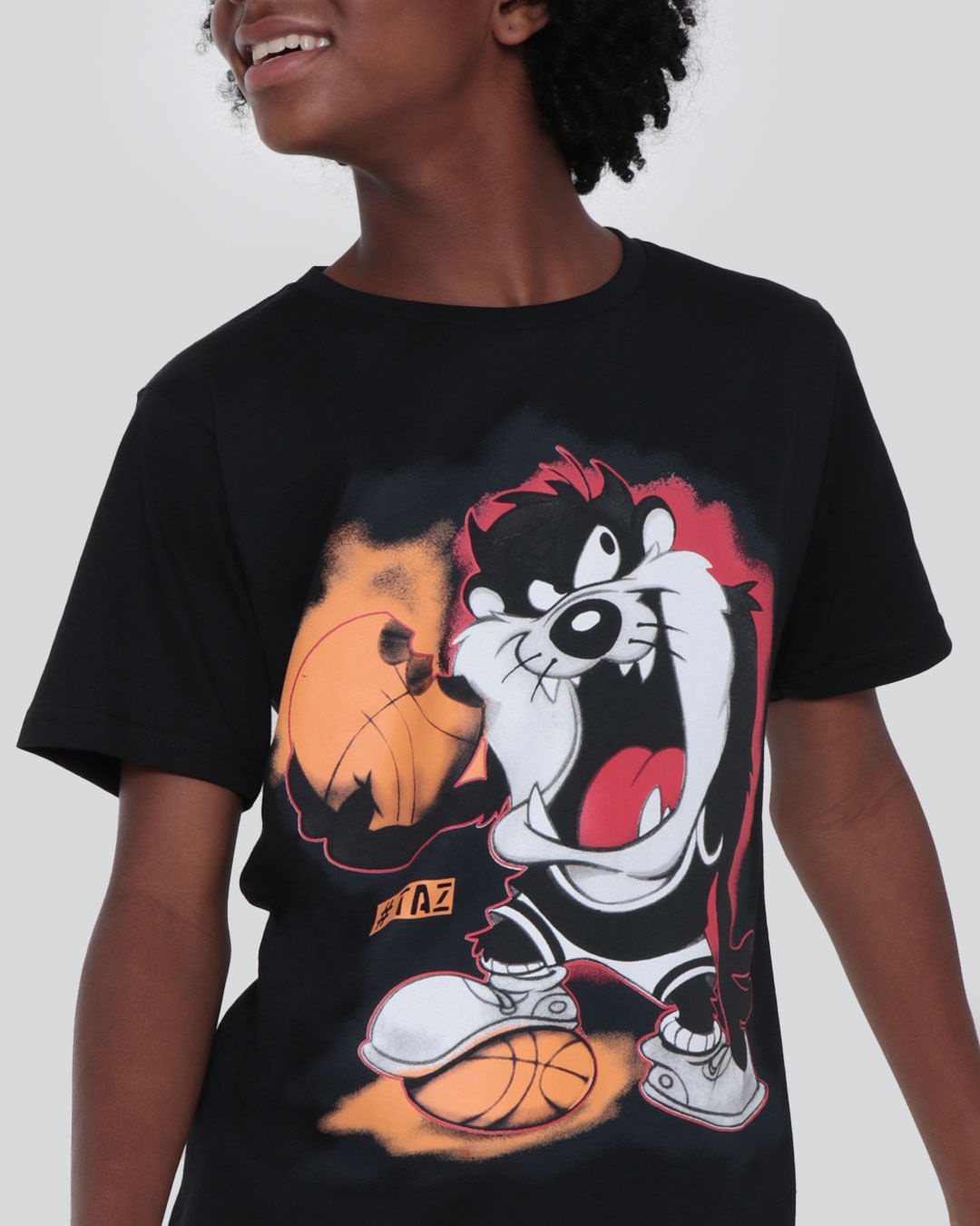 Camiseta-Juvenil-Estampa-Taz-Looney-Tunes-Preta