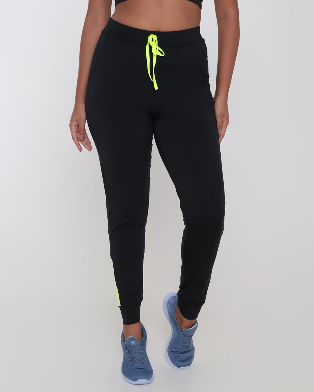 Calca-Feminina-Fitness-Fitter-Jogger-Recorte-Neon-Preta