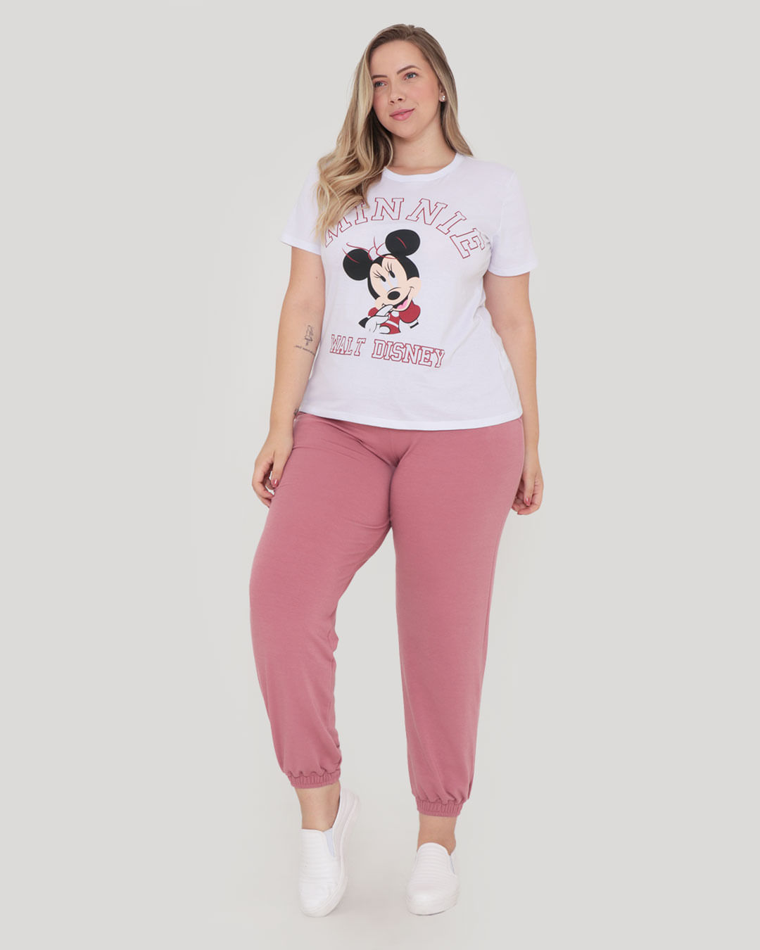 Camiseta-Feminina-Plus-Size-Minnie-Mouse-Disney-Branca