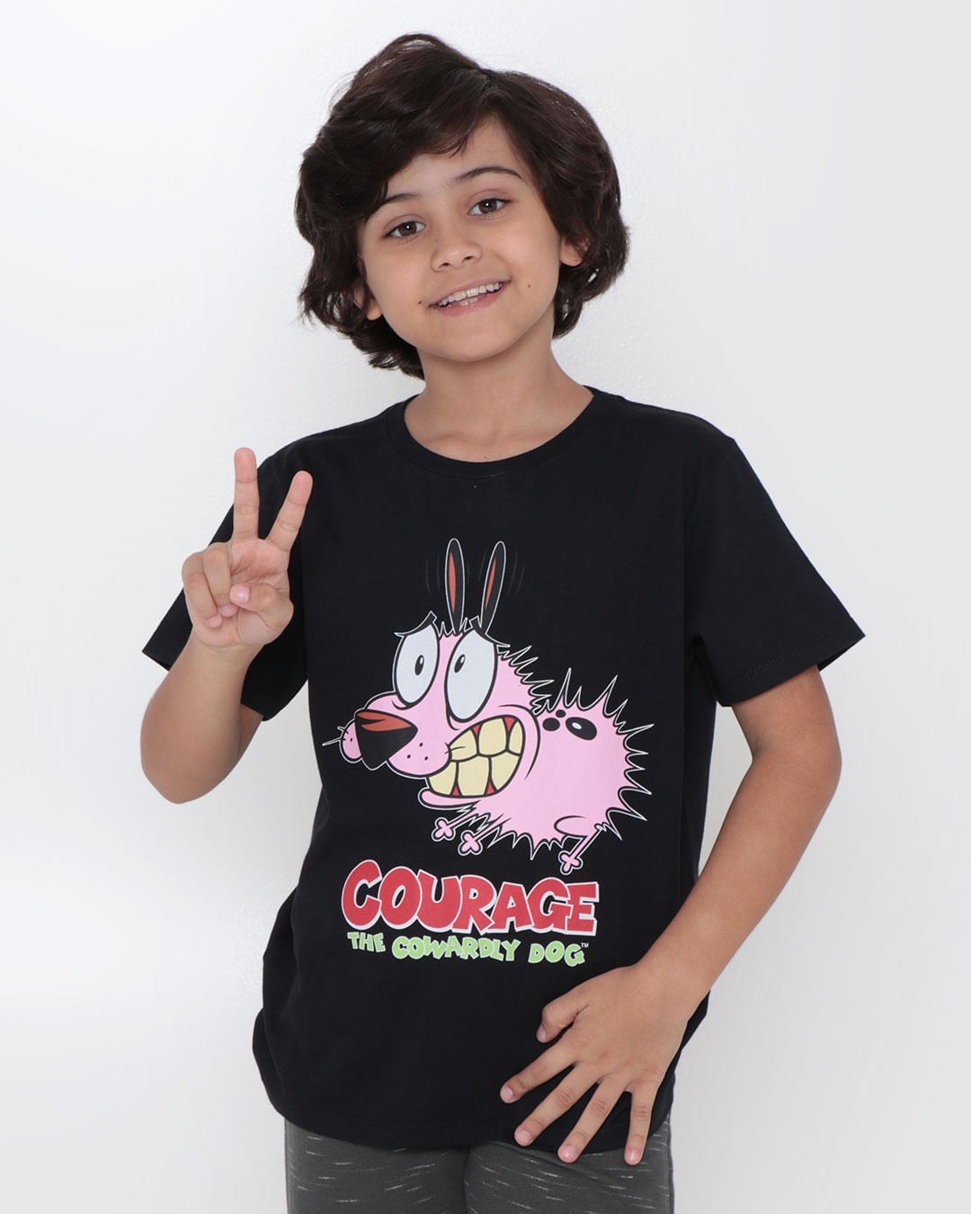 Camiseta-Infantil-Coragem-Cao-Covarde-Cartoon-Network-Preta