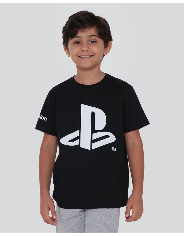 Camiseta-Infantil-Playstation-Preta