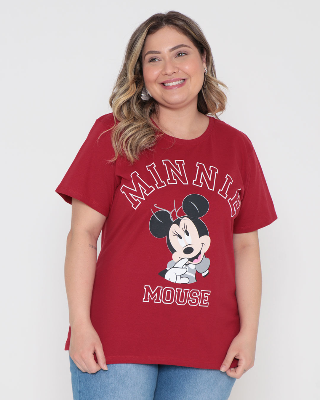 Camiseta-Feminina-Plus-Size-Minnie-Mouse-Disney-Vermelha