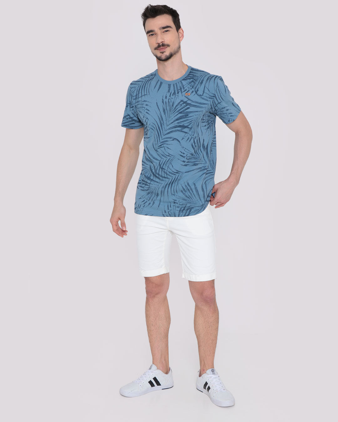 Camiseta-Masculina-Estampa-Tropical-Azul-Medio