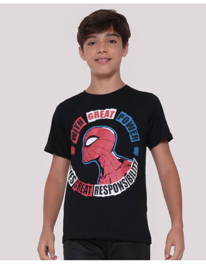 Camiseta-Juvenil-Estampa-Homem-Aranha-Marvel-Preta