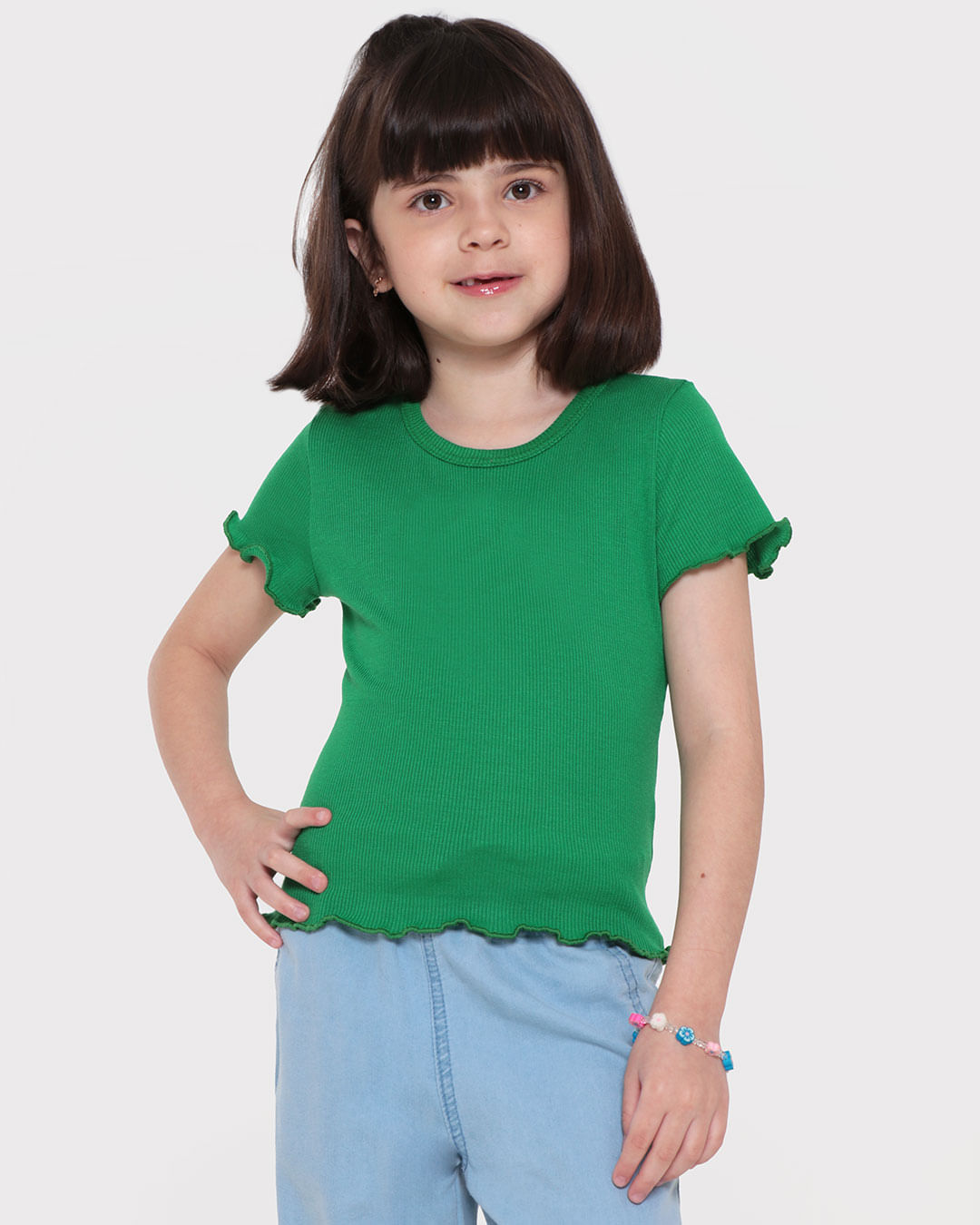 Blusa-Infantil-Manga-Curta-Canelada-Frufru-Verde