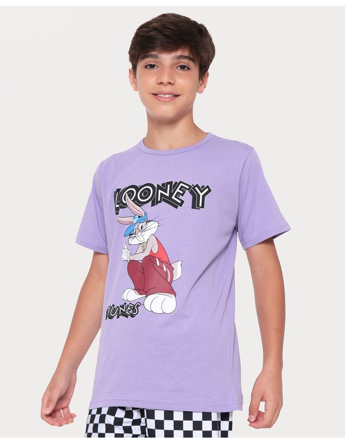 Camiseta-Juvenil-Estampa-Looney-Tunes-Lilas