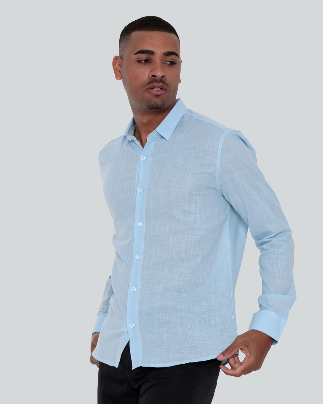 Camisa-Masculina-Social-Manga-Longa-Azul