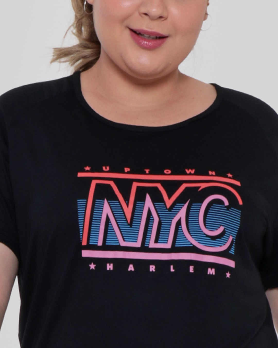 Blusa-Feminina-Plus-Size-Fitness-Estampa-NYC-Fitter-Preta