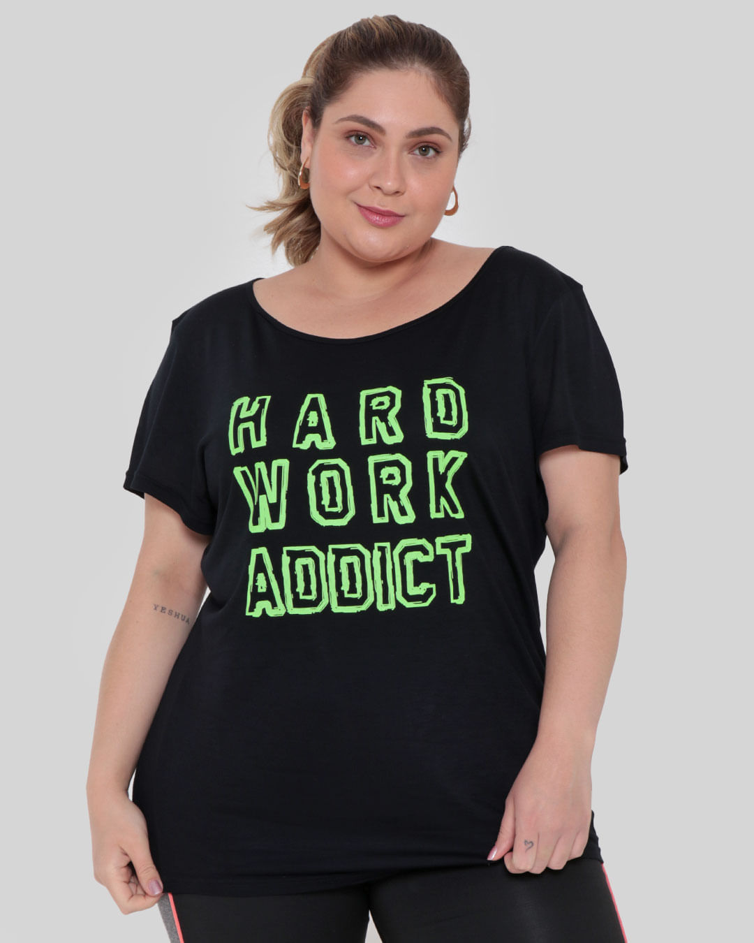 Blusa-Feminina-Plus-Size-Fitness-Fitter-Neon-Preta