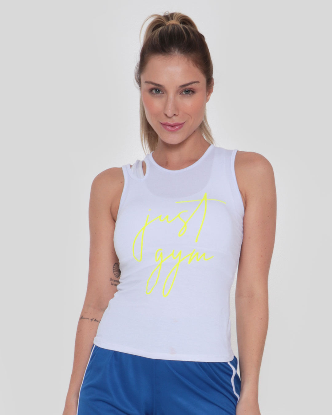 Regata-Feminina-Fitness-Just-Gym-Neon-Branca