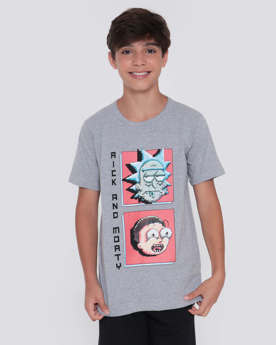 Camiseta-Juvenil-Estampa-Rick-e-Morty-Cinza