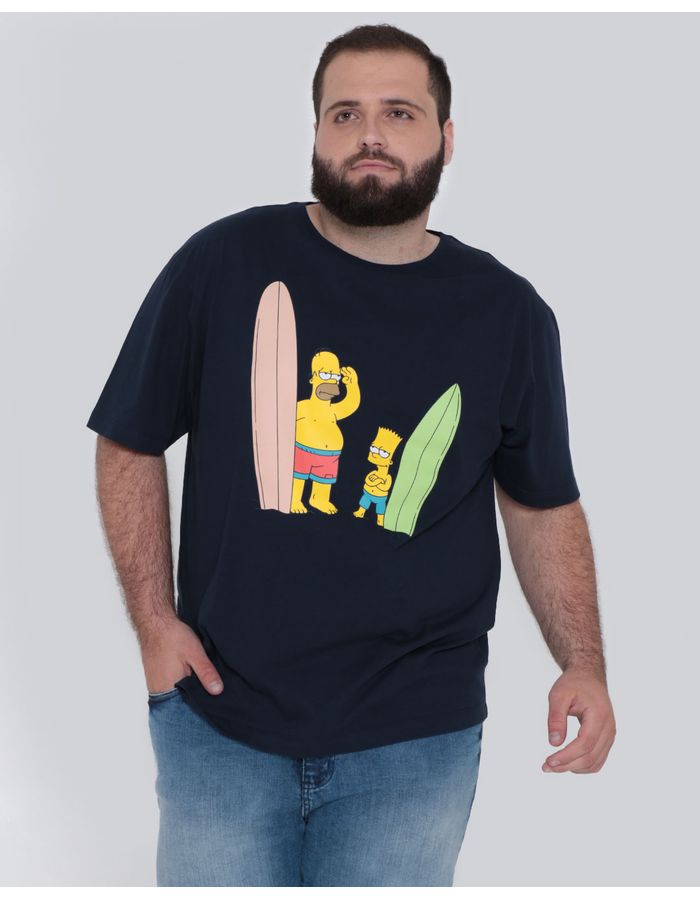 Camiseta-Masculina-Plus-Size-Simpsons-Azul-Marinho