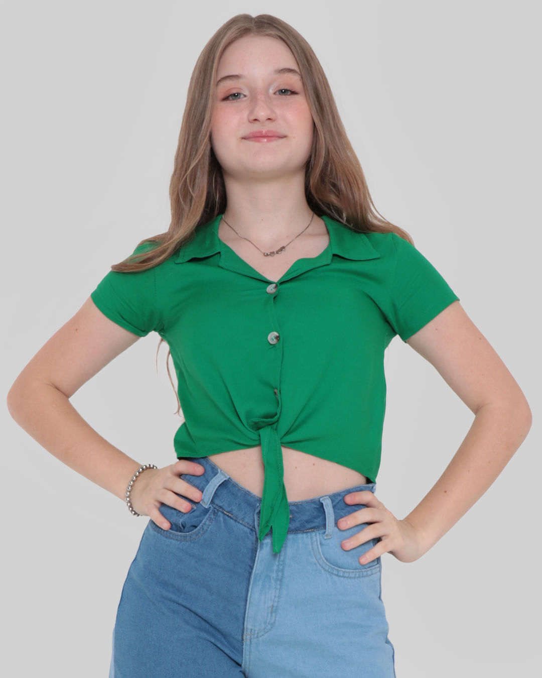 Camisa-Juvenil-Cropped-Nozinho-Viscose-Verde
