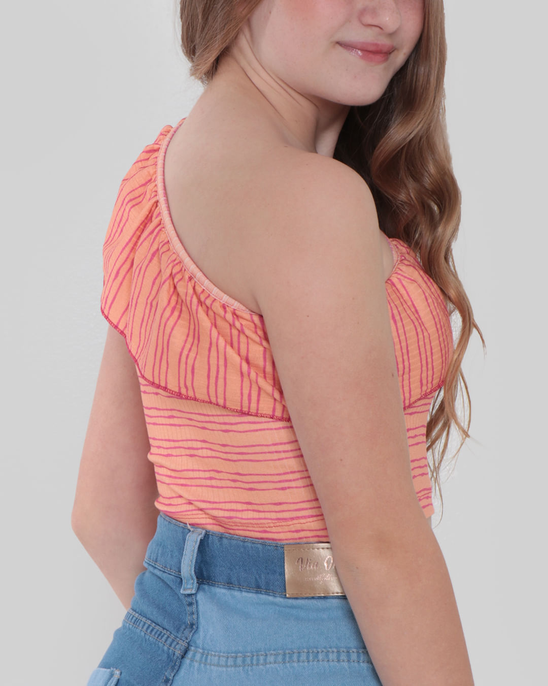 Blusa-Cropped-Juvenil-Um-Ombro-So-Babados-Laranja