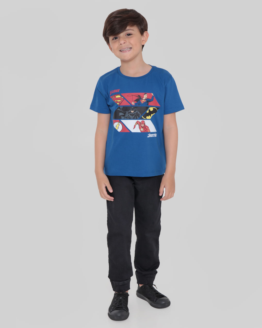 Camiseta-Infantil-Estampa-Herois-Liga-Da-Justica-Azul